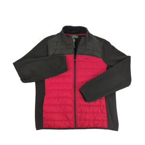 Lauren Ralph Lauren Jacket Womens XL Black Red Fleece Full Zip Quilted Outdoor